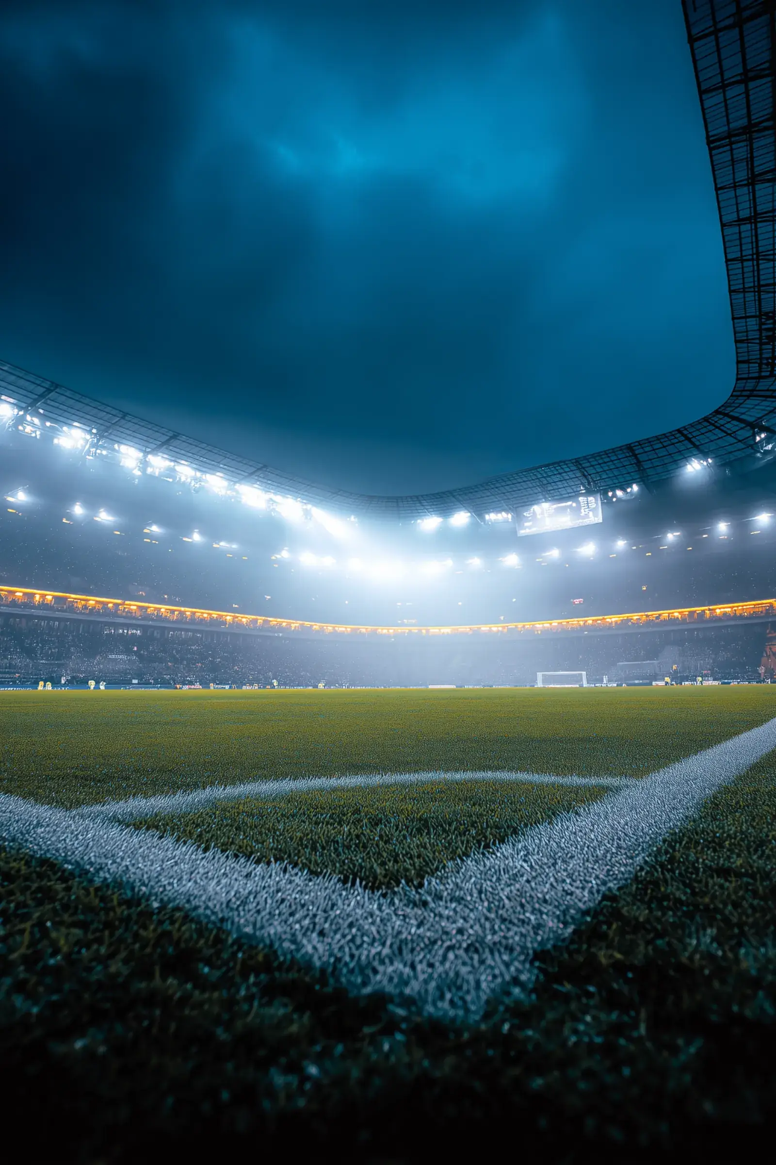 Stadion bei Nacht unter Flutlicht